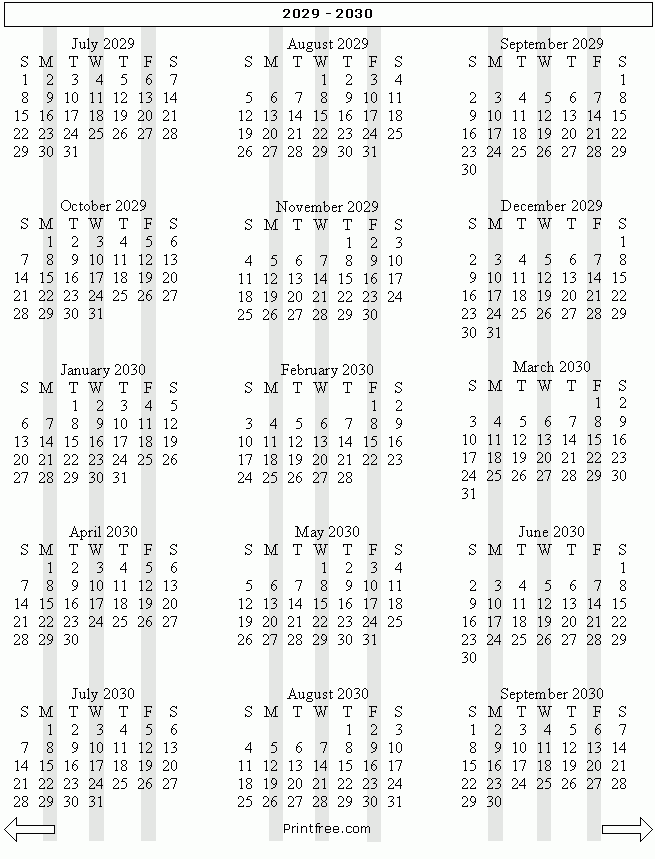 15 Month School Year Calendar 2029 2030