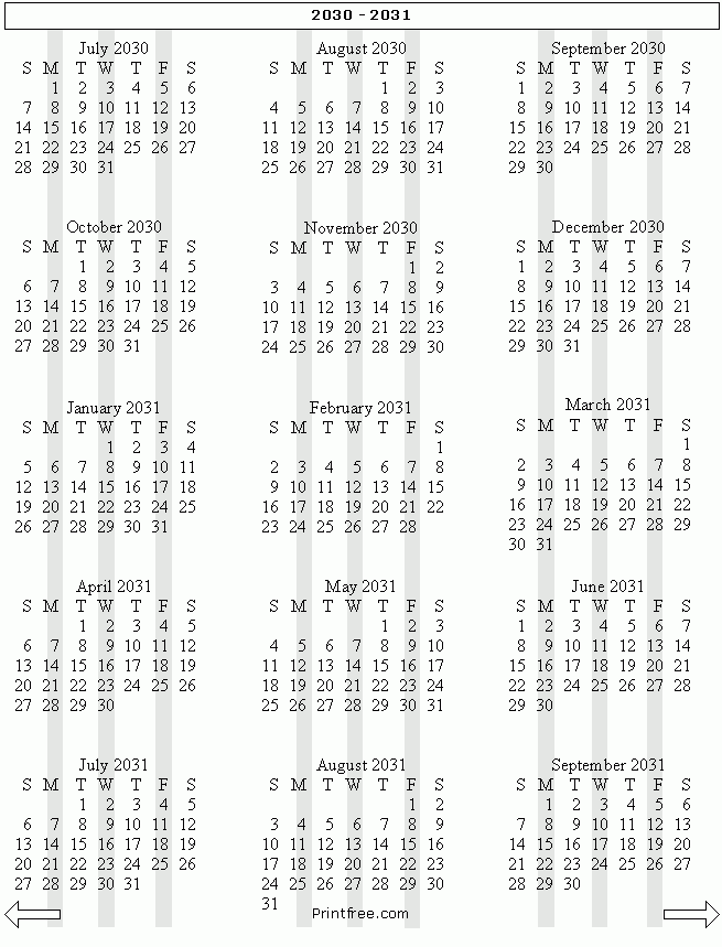 15 Month School Year Calendar 2030 2031
