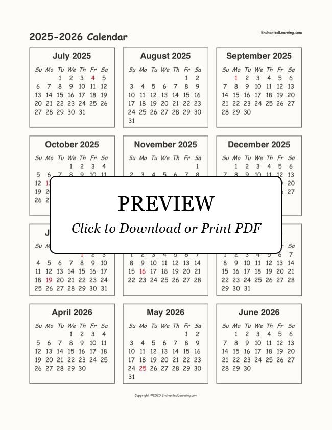 2025 2026 Calendar At A Glance Printable Free Printable Calendar 