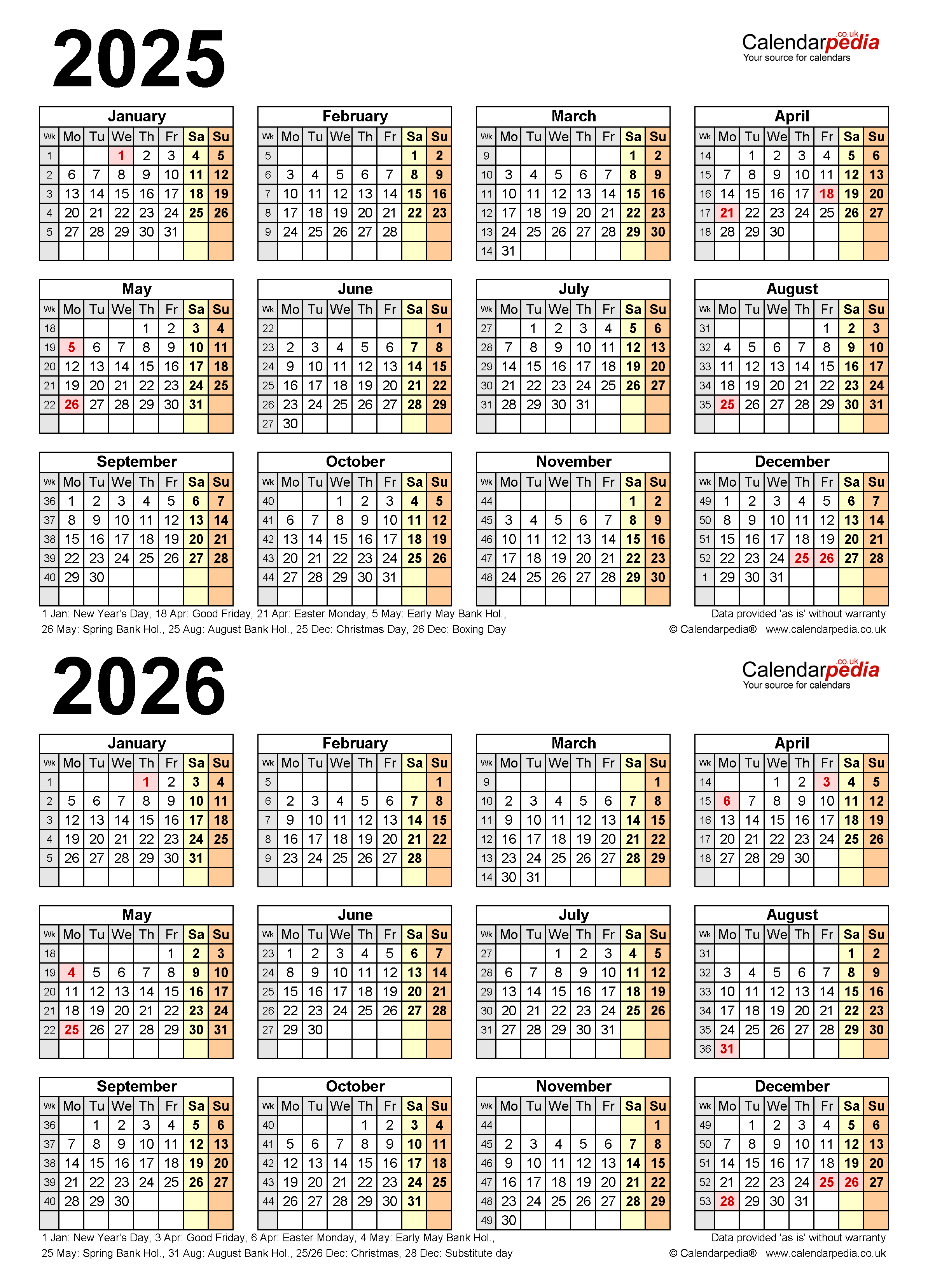 2025 2026 Printable Calendar Free Full Page Calendars Amira Gust