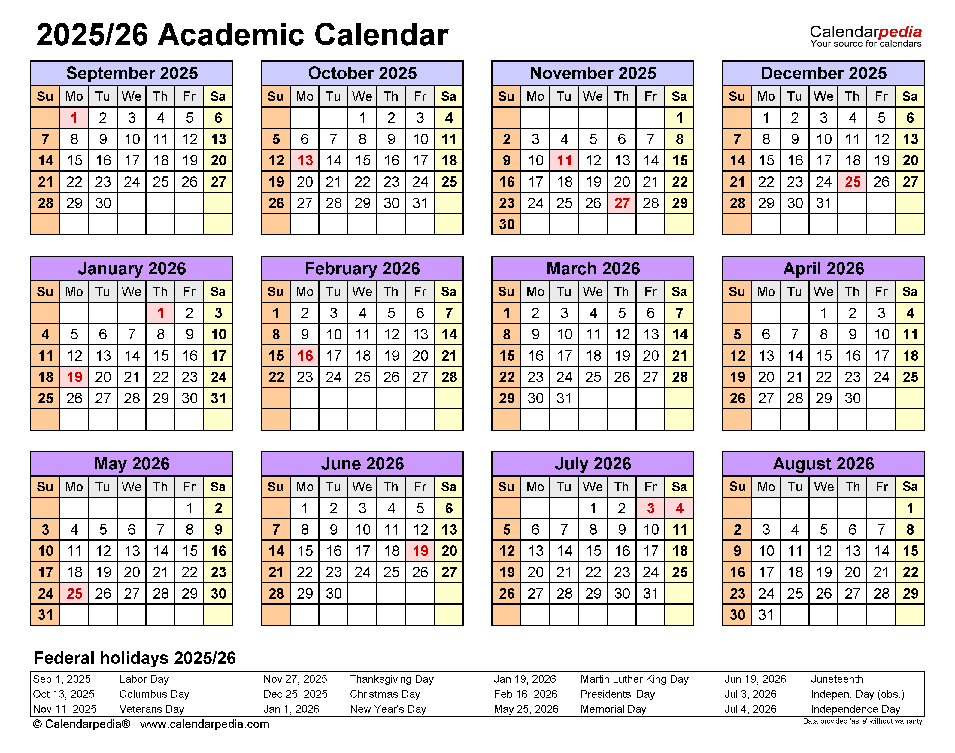 2025 2026 Printable Calendar Template 2025 Monthly Free Juan L Kidd