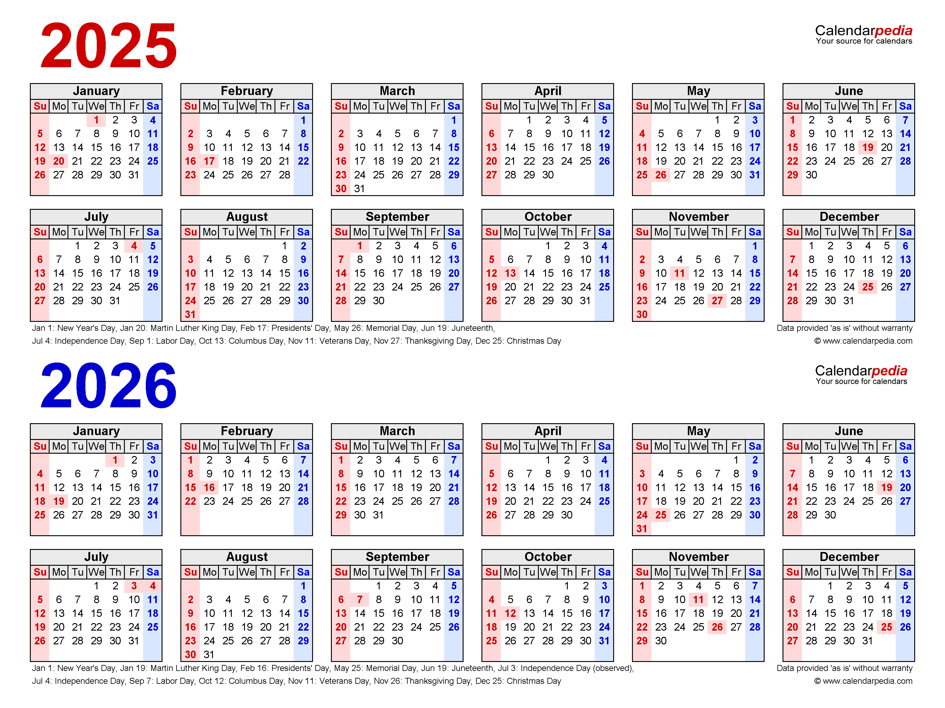 2025 2026 Two Year Calendar Free Printable PDF Templates Web Page