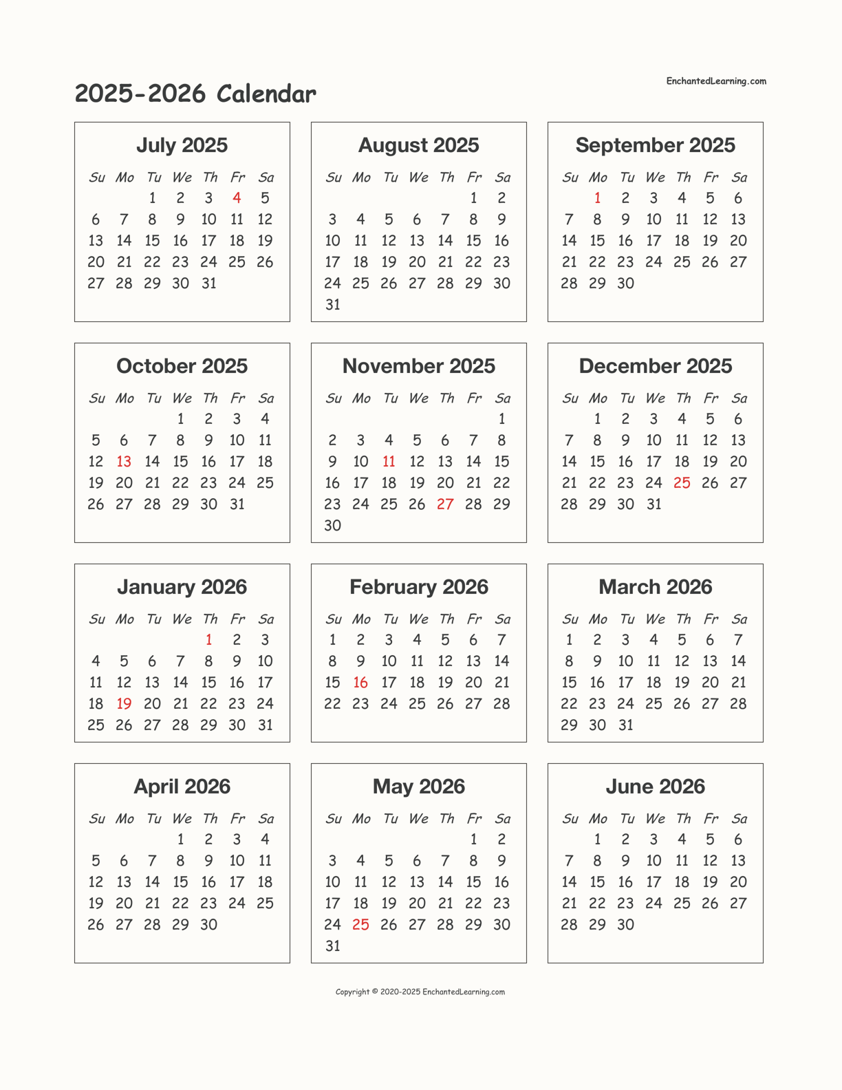 2026 Calendar Printable Printable Word Searches