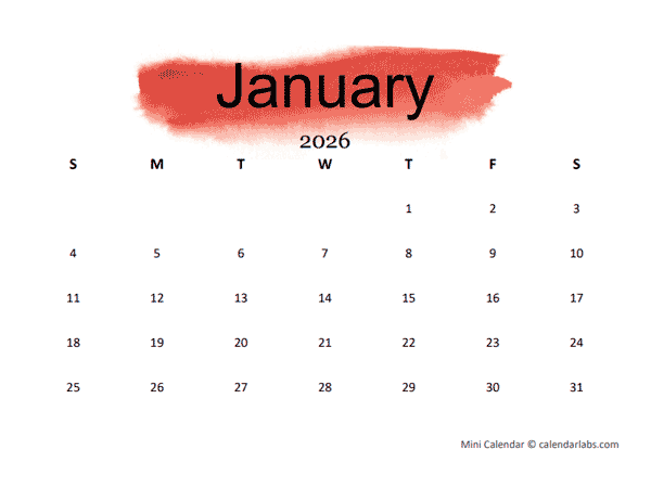 2026 Printable Mini Calendar Free Printable Templates