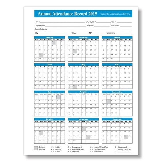 Attendance Calendars Free Printable