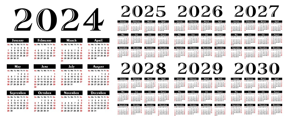 Calendar 2030 Vector Images over 200 