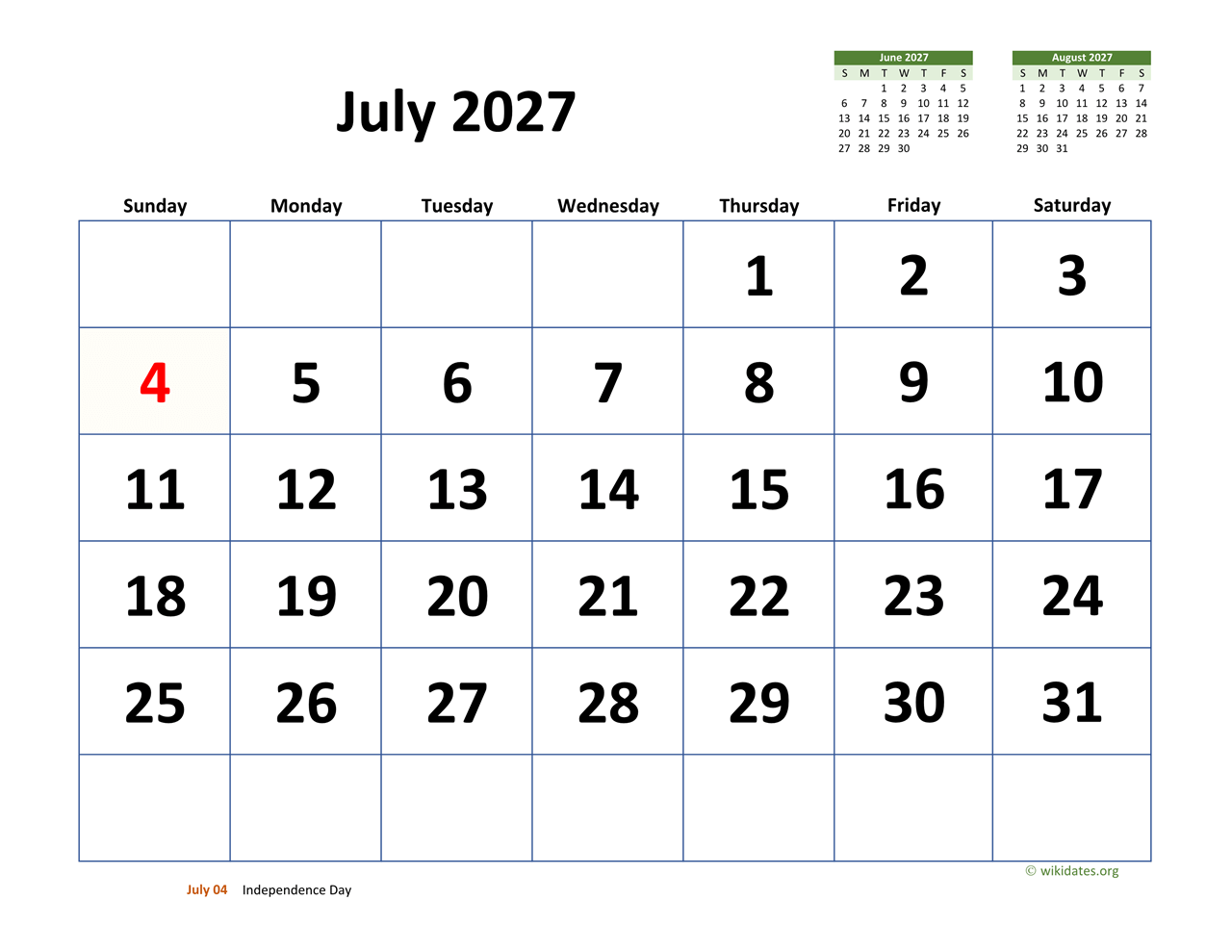 Calendar For July 2027 Design Printable Calendar 2025