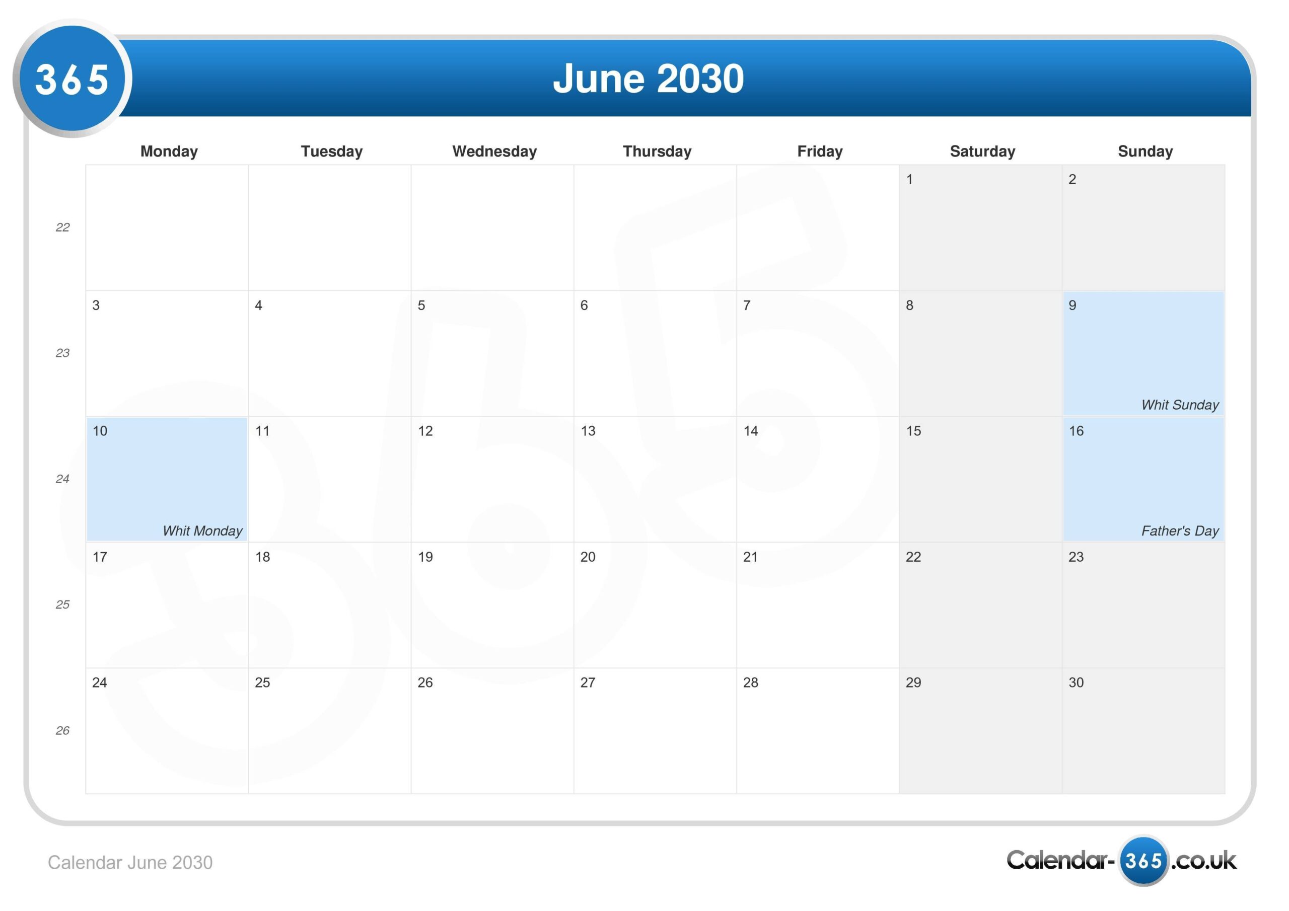 Calendar June 2030