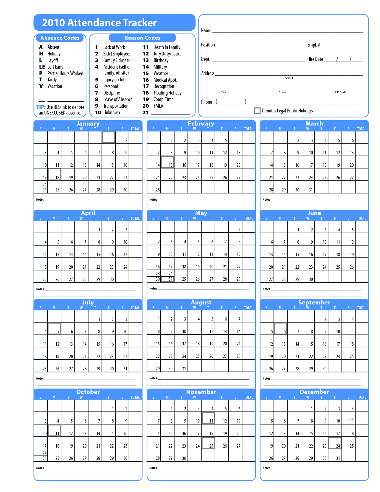 Catch 2020 Employee Attendance Calendar Printable Calendar Printables 