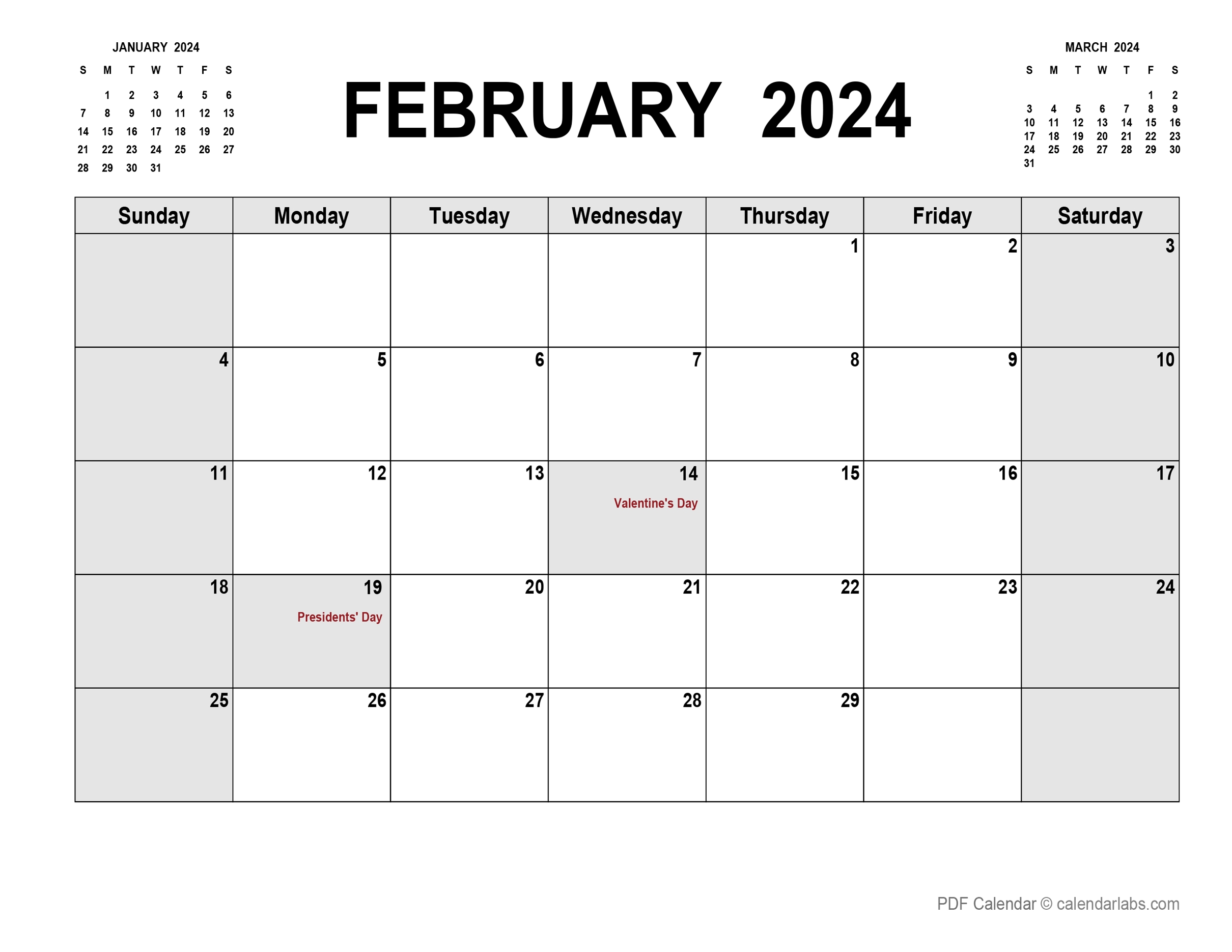 Feb 2025 Calendar With Holidays Pdf Megan Nananne