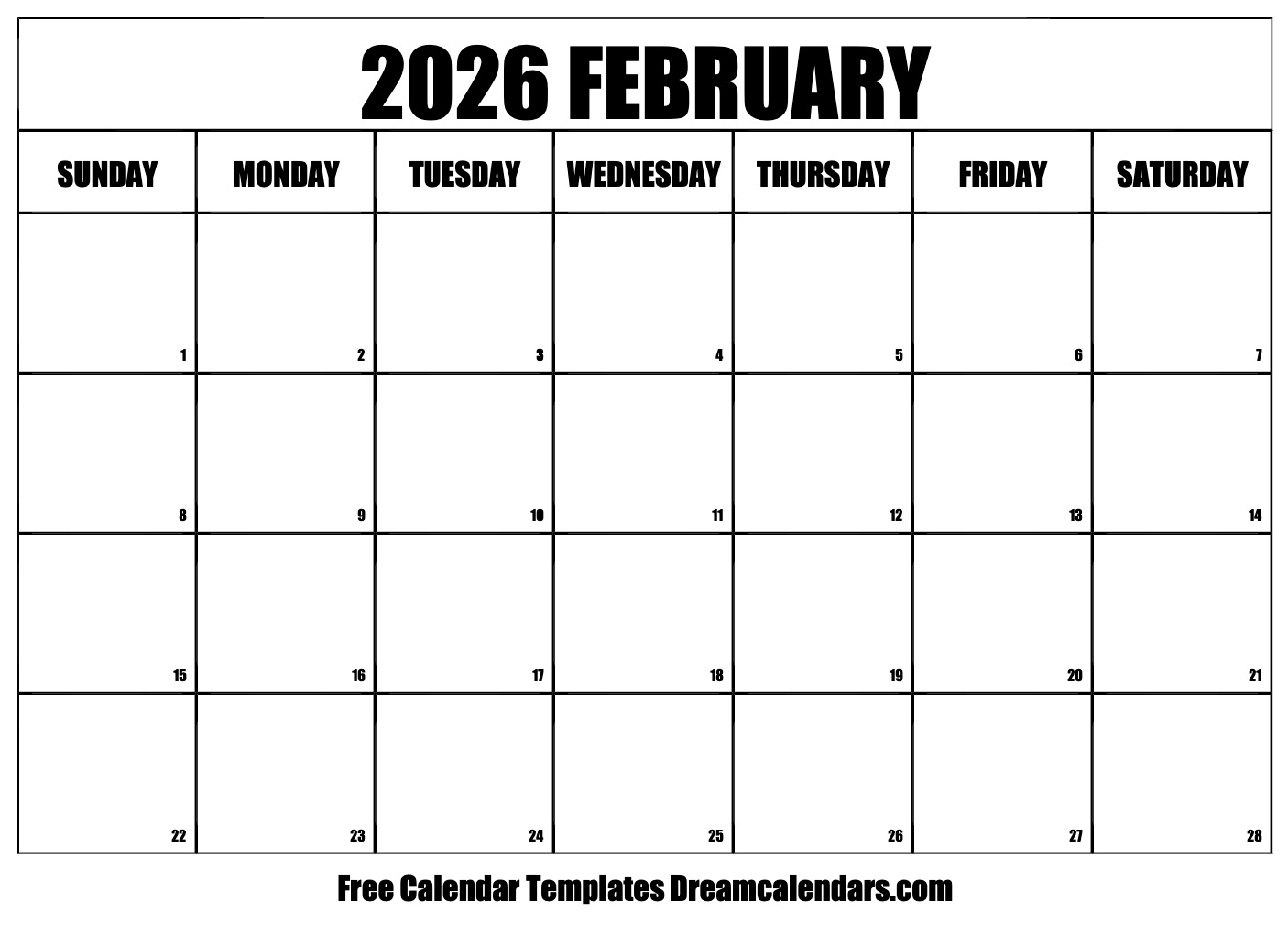 Feb 2026 Calendar