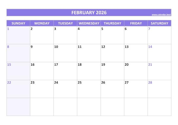 February 2026 Calendar Calendar best