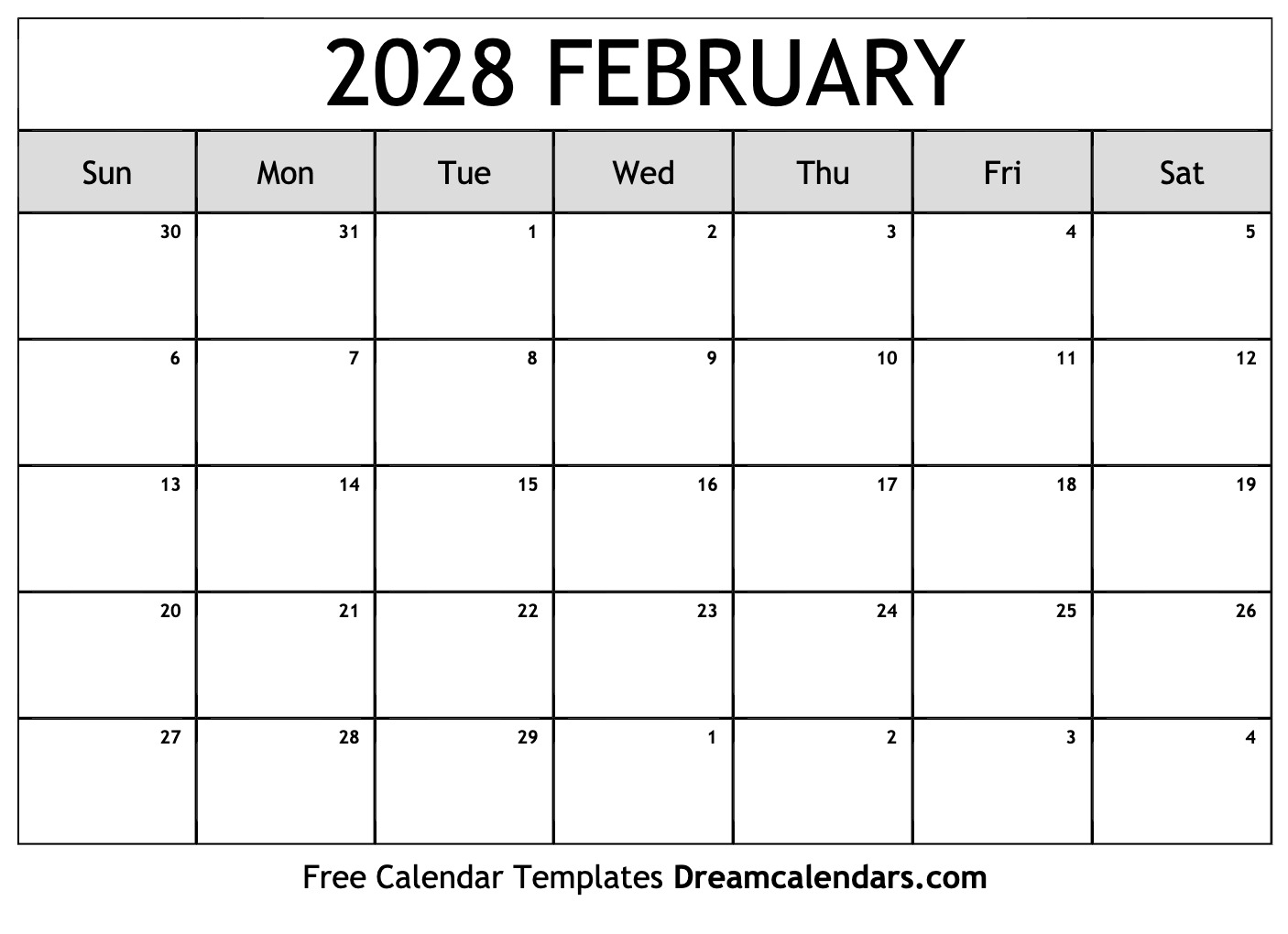 February 2028 Calendar Free Printable With Holidays And Observances
