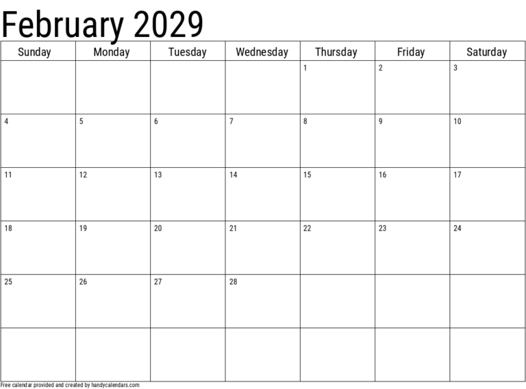 February 2029 Calendar With Holidays Handy Calendars