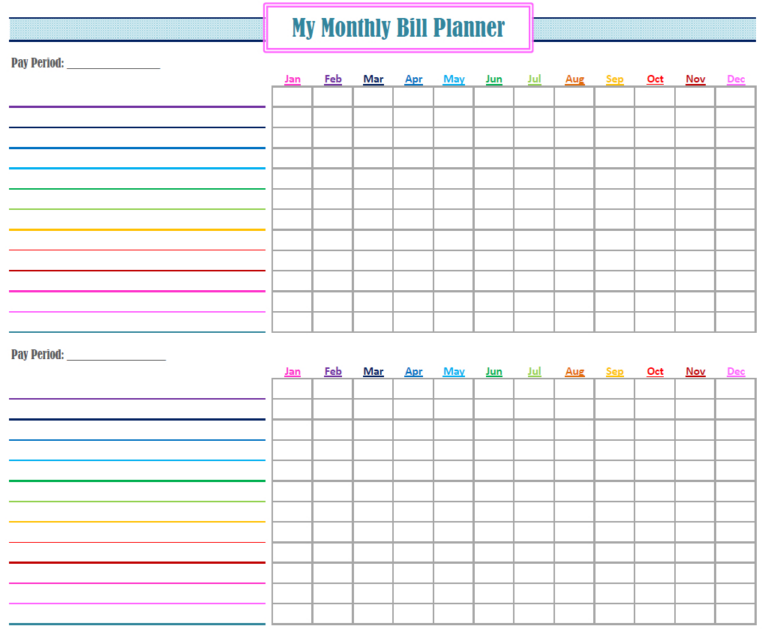 Free Bill Calendar Printable Example Calendar Printable