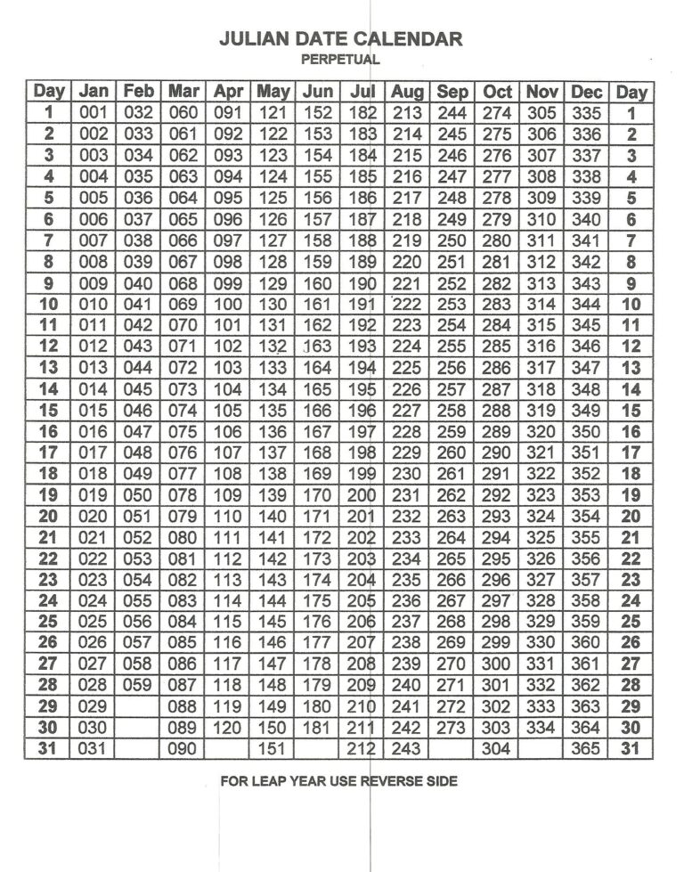 Free Excel Leap Year Julian Date Cal Get Your Calendar Printable