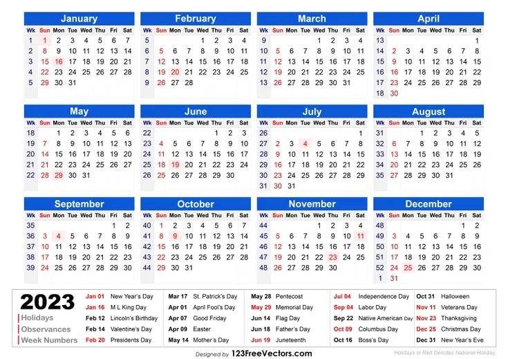 Free Printable 2023 Calendar With Week Numbers Printable Word Calendar