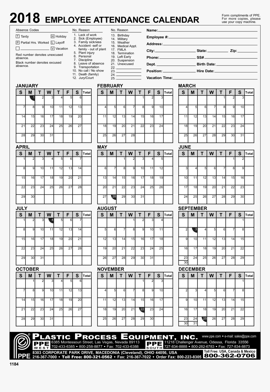 Free Printable 2025 Attendance Calendar Lina Khalil