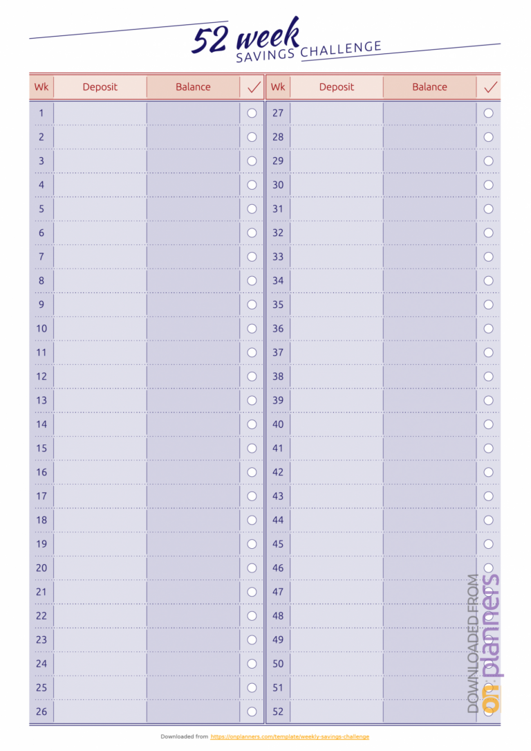 Free Printable 52 Week Calendar Calendar Printables Free Templates