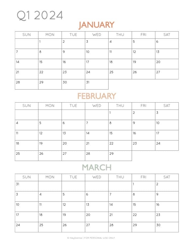 Free Printable Calendar Quarterly 2024 Minni Tabitha