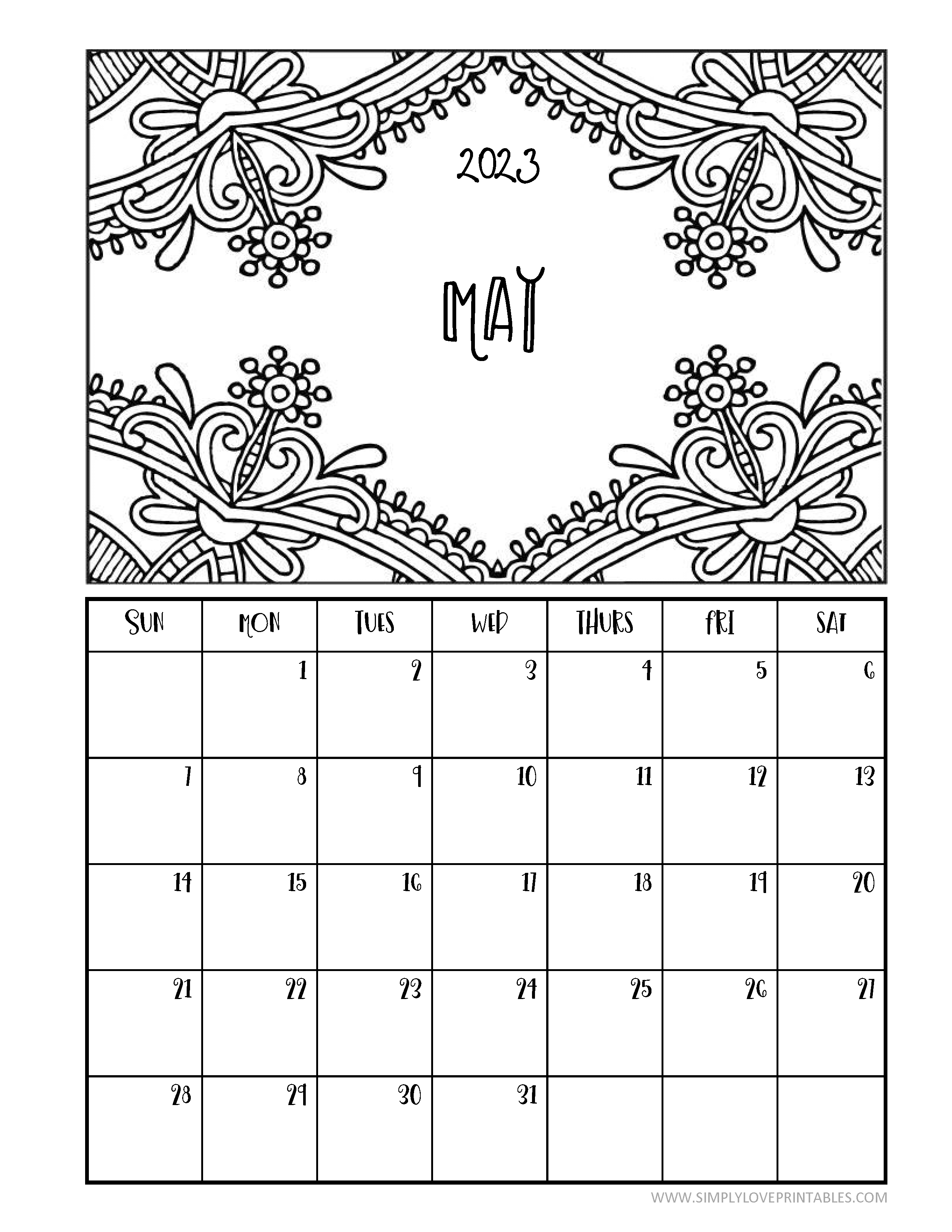 Free Printable Coloring Calendar 2024 For Adults Ailene Dalenna