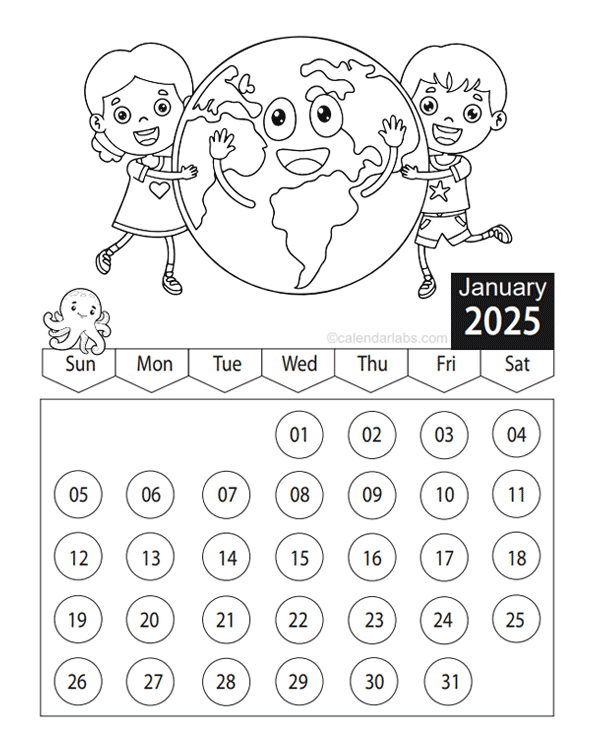 Free Printable Coloring Calendar 2025 Quinlan Yorks