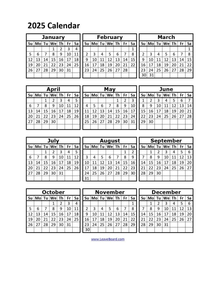 Free Printable Employee Attendance Calendar 2025 Printable Calendars