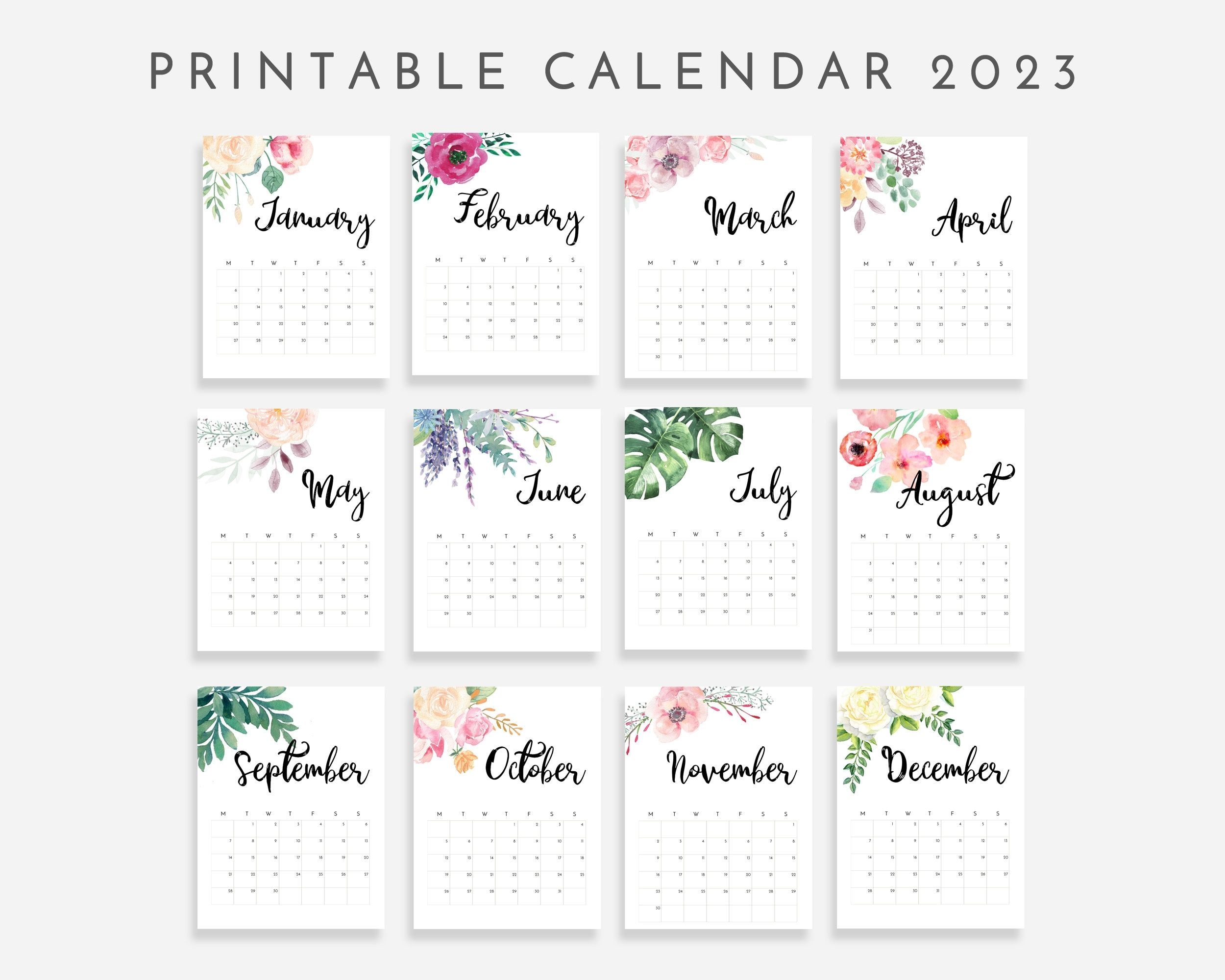 Free Printable Floral Calendar 2024 Calendar Printables