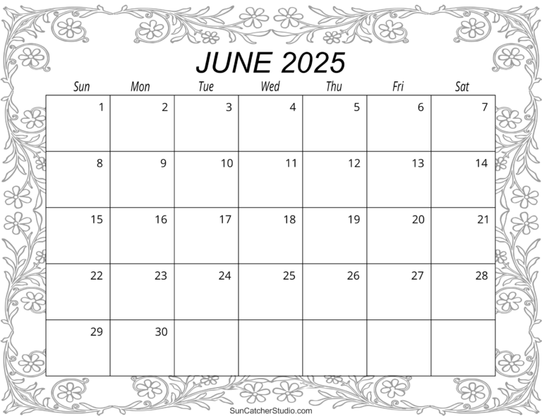 Free Printable Monthly Calendar June 2025 Kai Sheehan