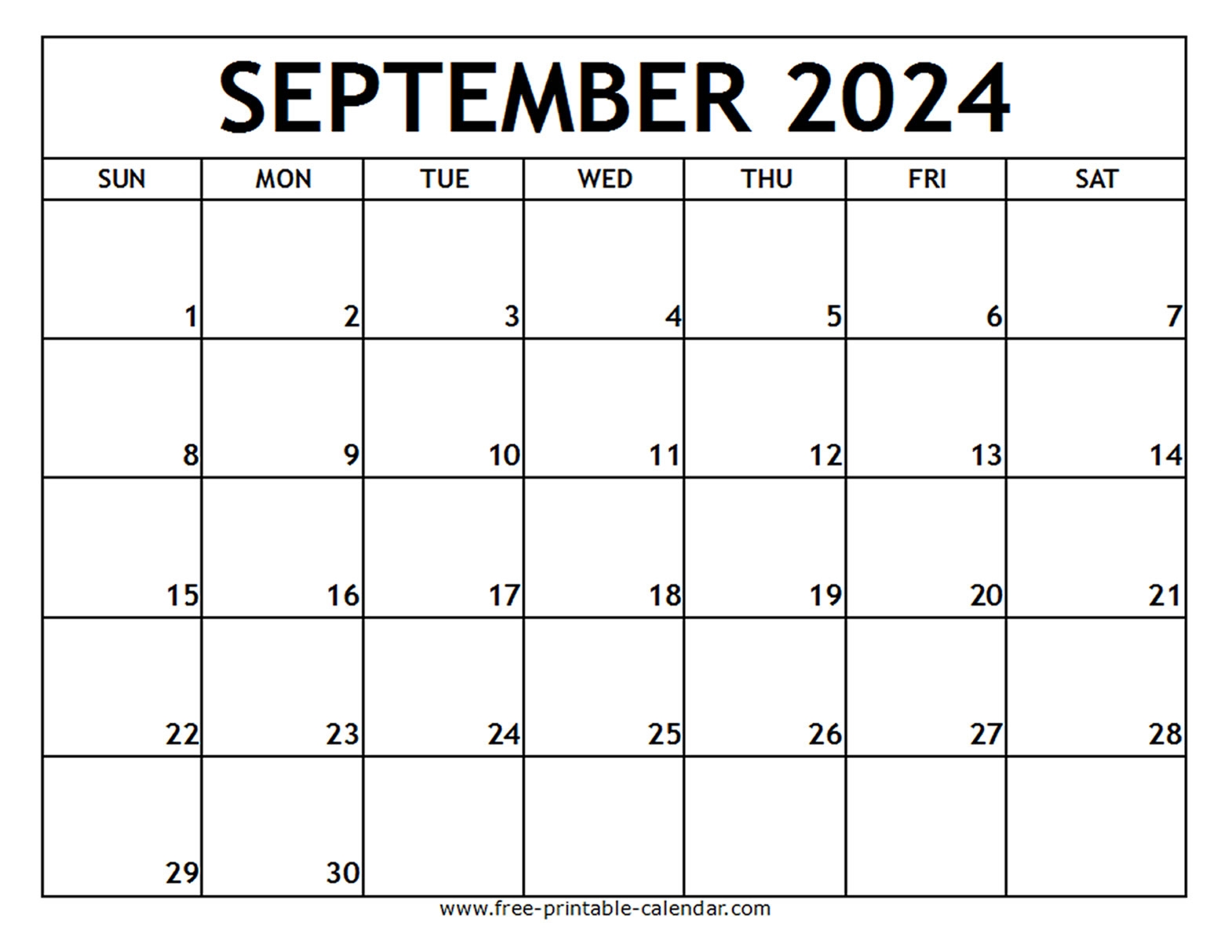 Free Printable September Calendar 2024 Calendar 2024 Printable