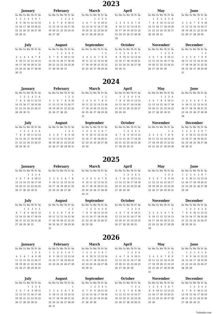 Free Printable Three Year Calendars Templates 2023 2024 2025 Free 