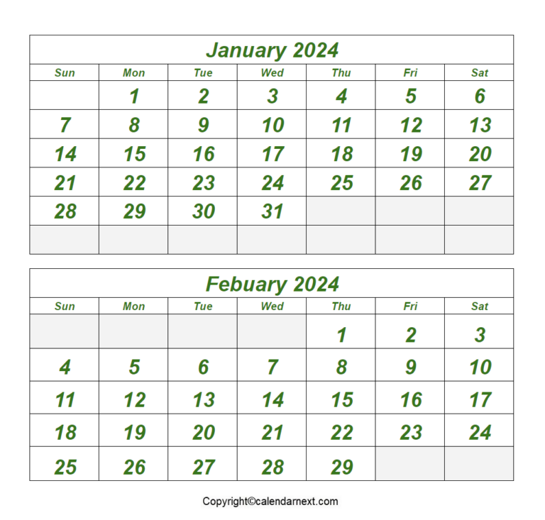 Jan Feb Calendar 2024 Claude Marcelle