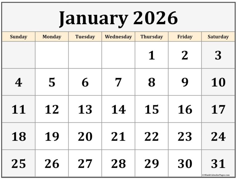 January 2026 Calendar Free Printable Calendars