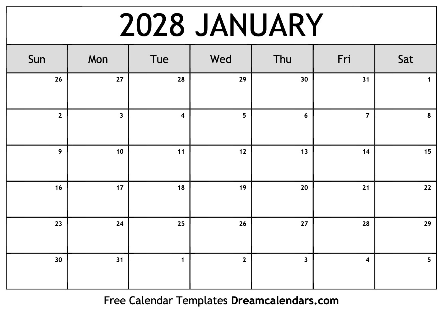 January 2028 Calendar Free Printable With Holidays And Observances