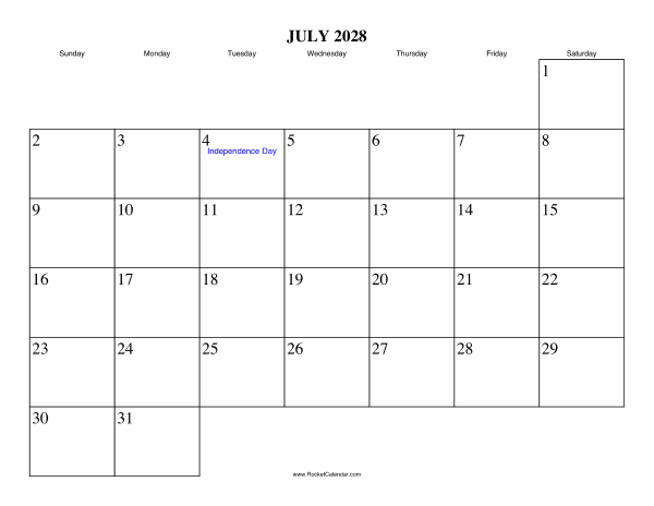 July 2028 Calendar