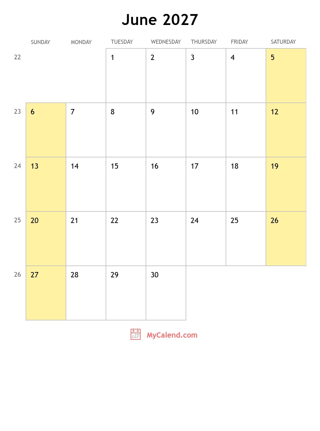 June 2027 Calendar With Holidays Monthly Printable Calendar