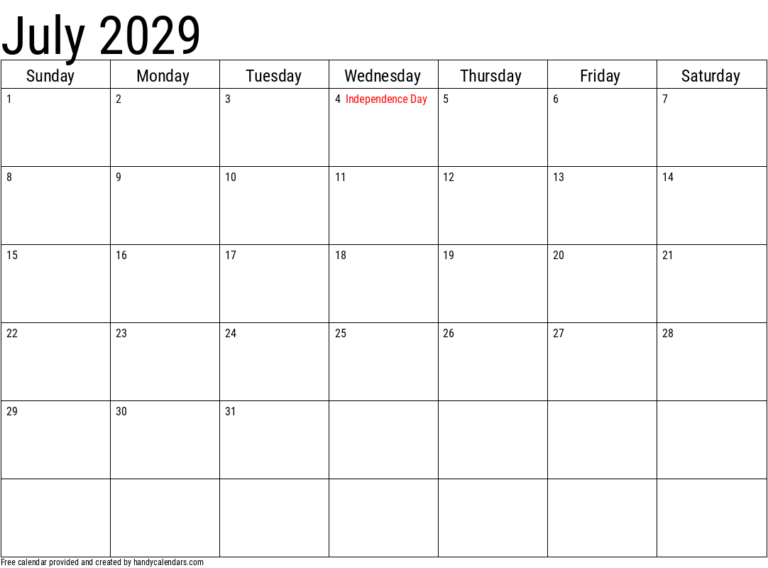 June 2029 Calendar Handy Calendars