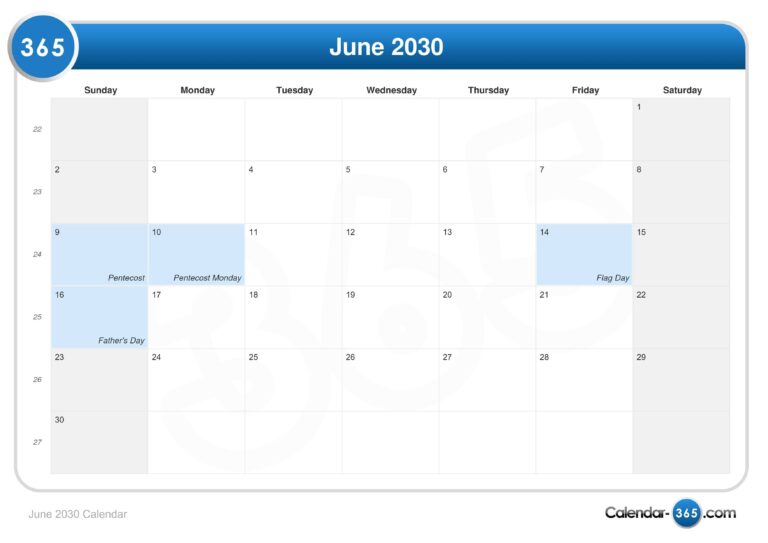June 2030 Calendar