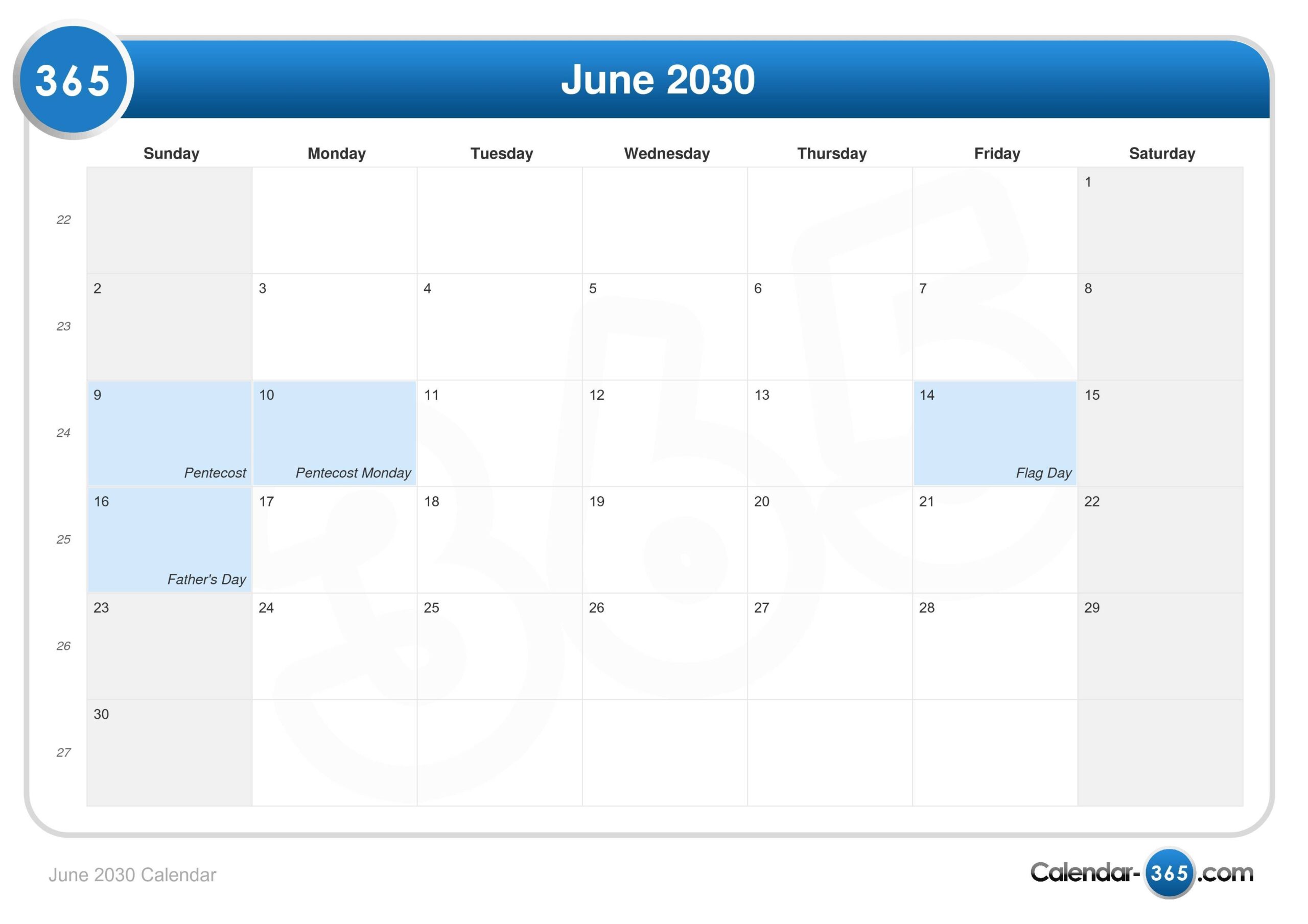 June 2030 Calendar