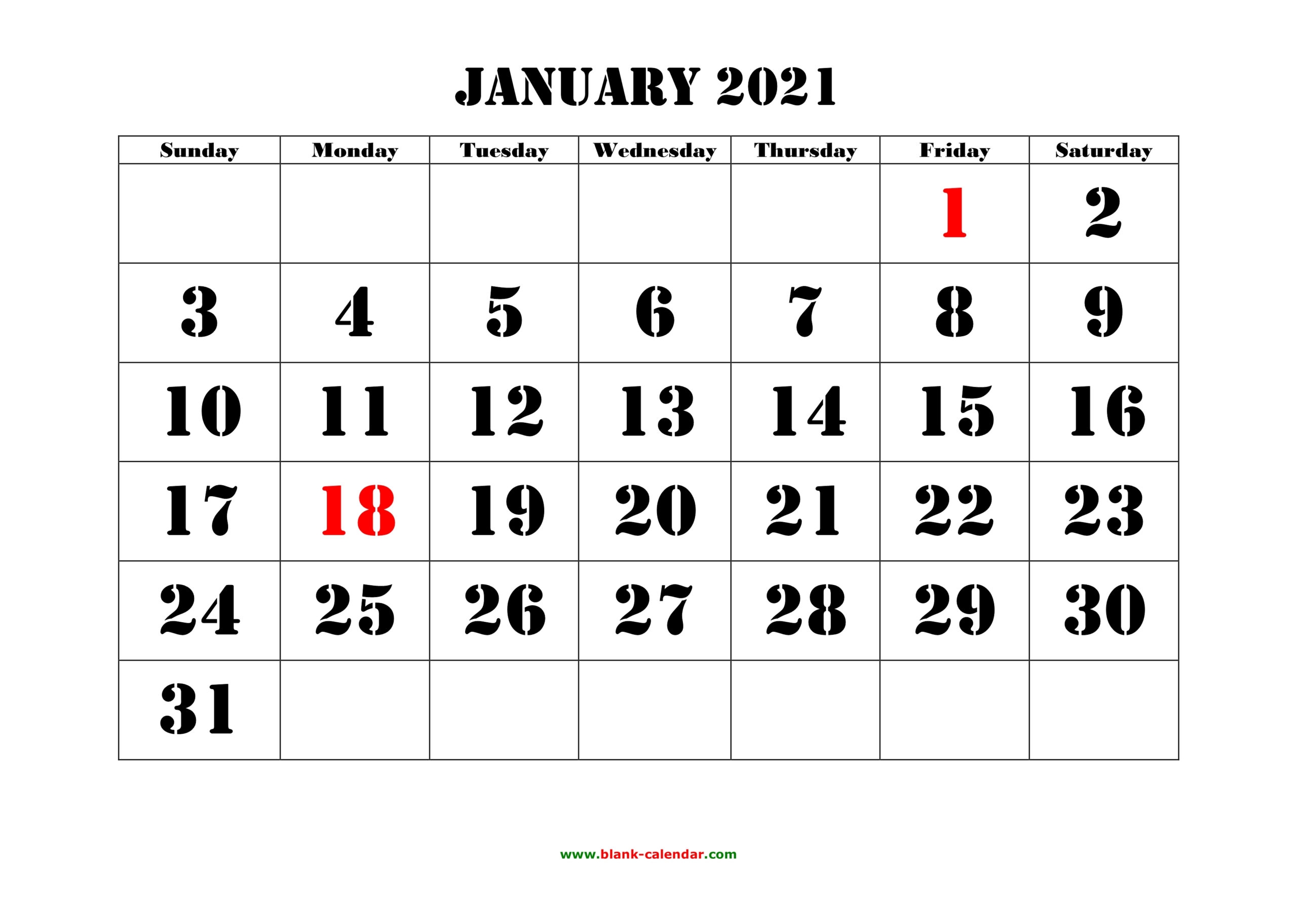 Large Printable Calendar Jenda Noellyn