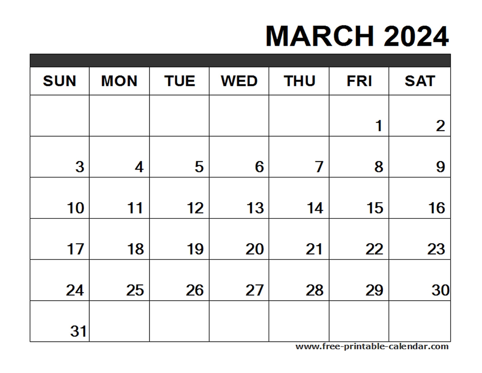 March 2024 Calendar Printable Free printable calendar