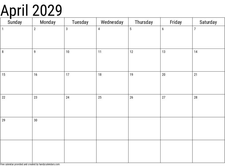 March 2029 Calendar Handy Calendars