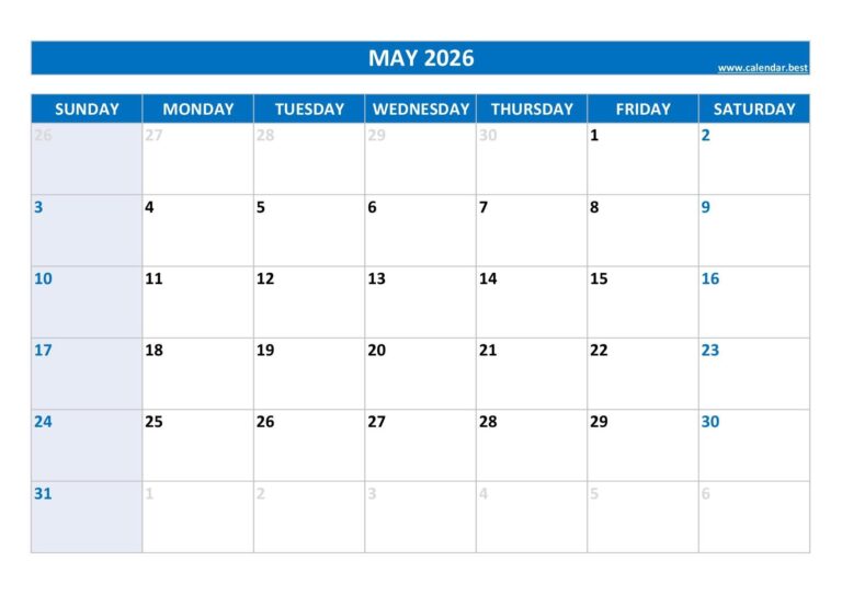 May 2026 Calendar Calendar best