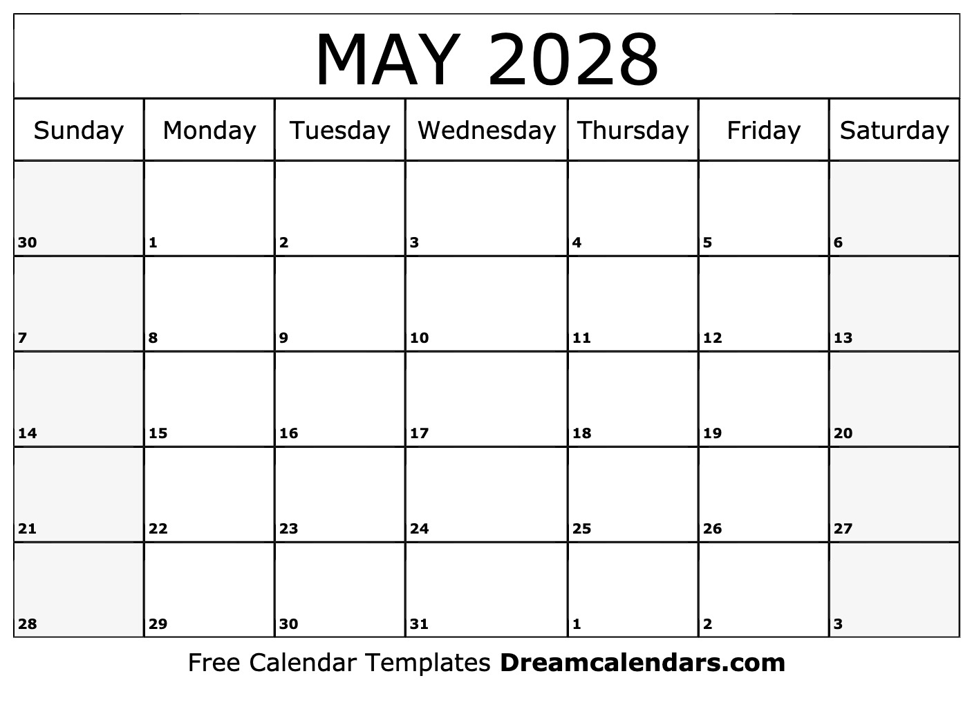May 2028 Calendar Free Printable With Holidays And Observances
