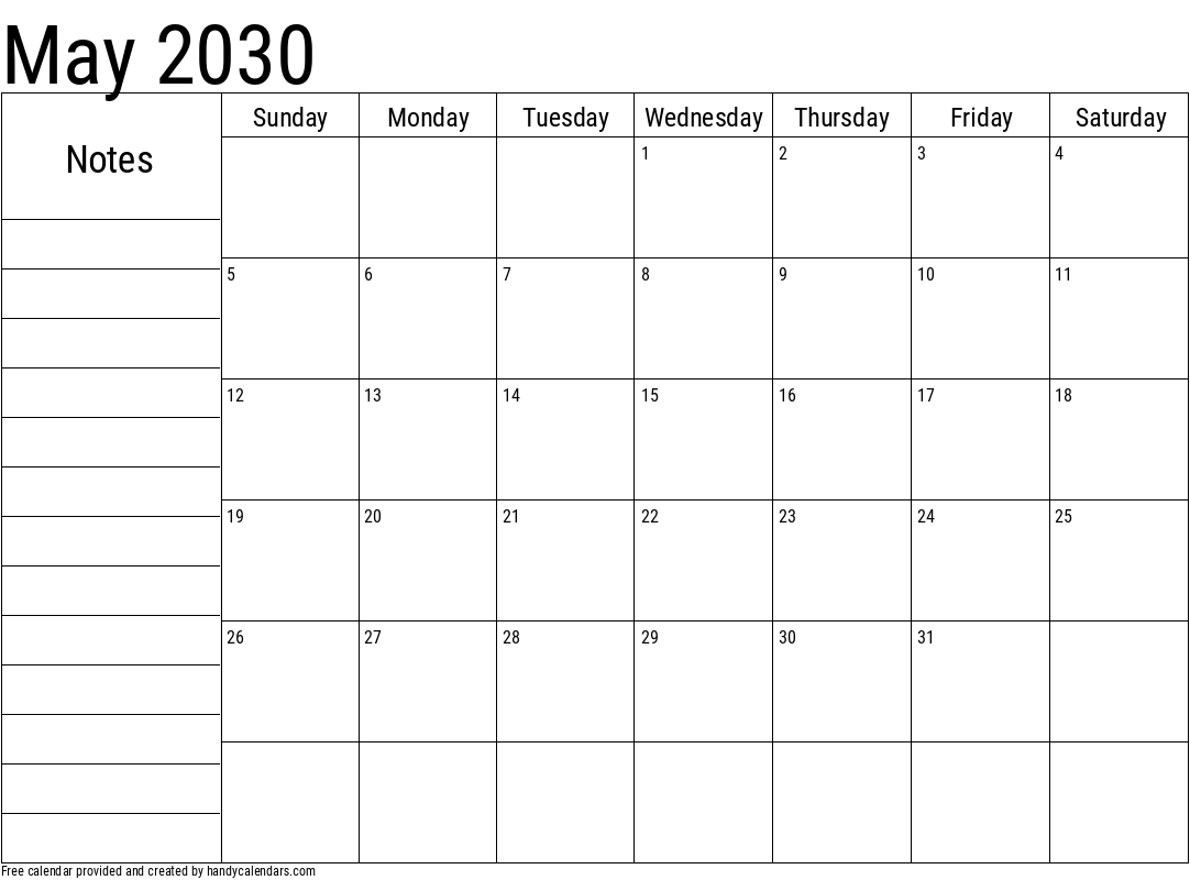 May 2030 Calendar With Holidays Handy Calendars