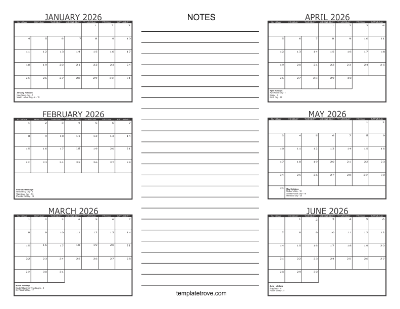 Navigating Time The Power Of A 6 Month Calendar Printable For 2026 