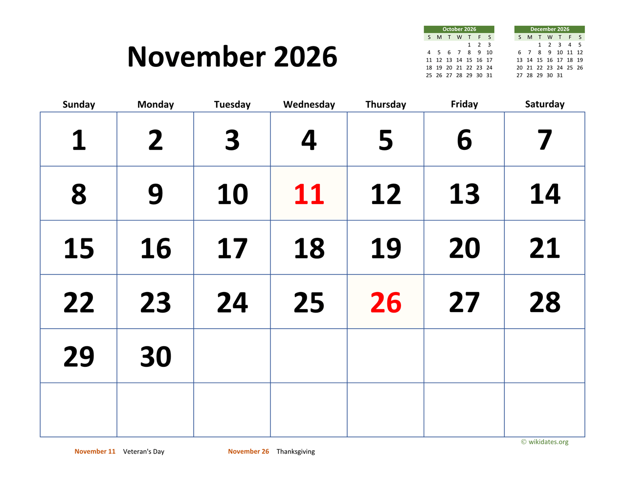 November 2025 To October 2026 Calendar Christopher J Shade