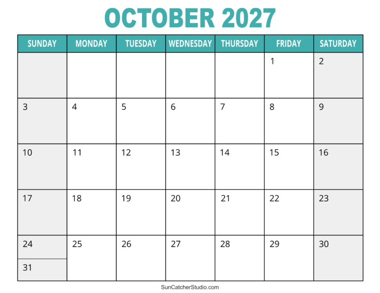 October 2027 Calendar Free Printable Free Printables Monograms 