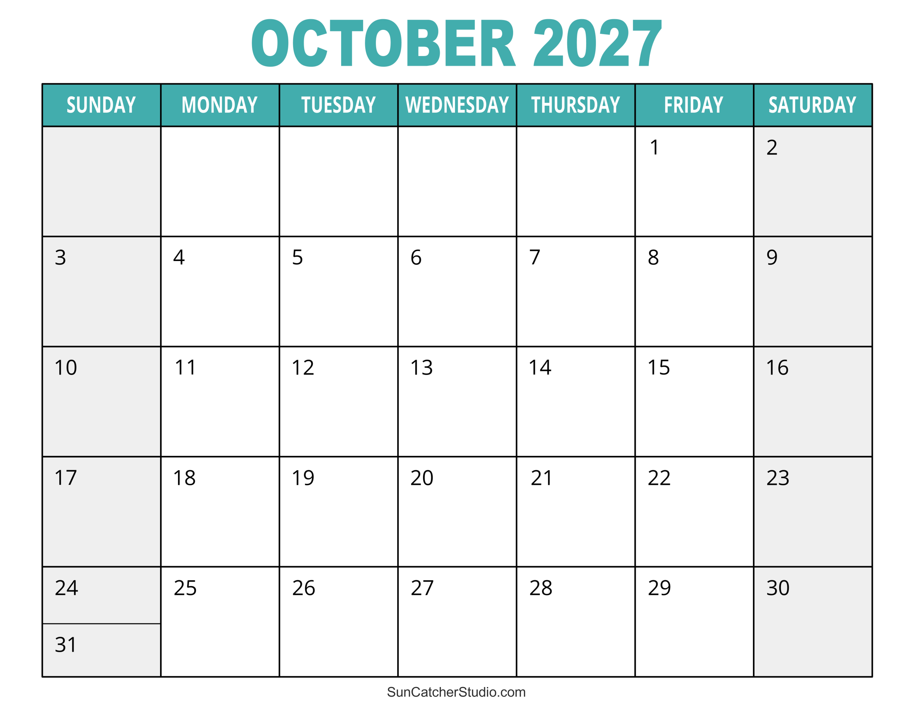 October 2027 Calendar Free Printable Free Printables Monograms