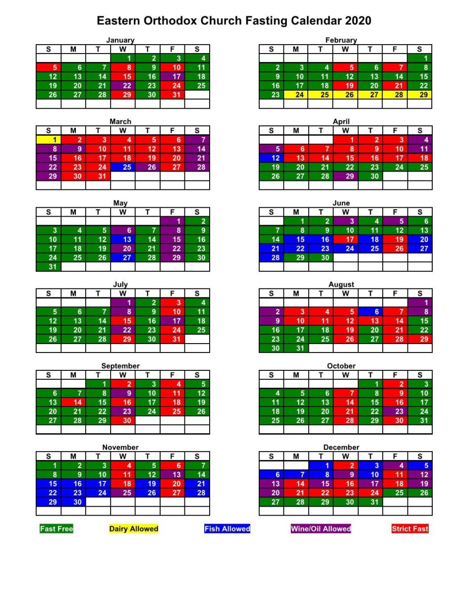 Orthodox Fasting Calendar 2025 Printable Flossi Kaitlyn